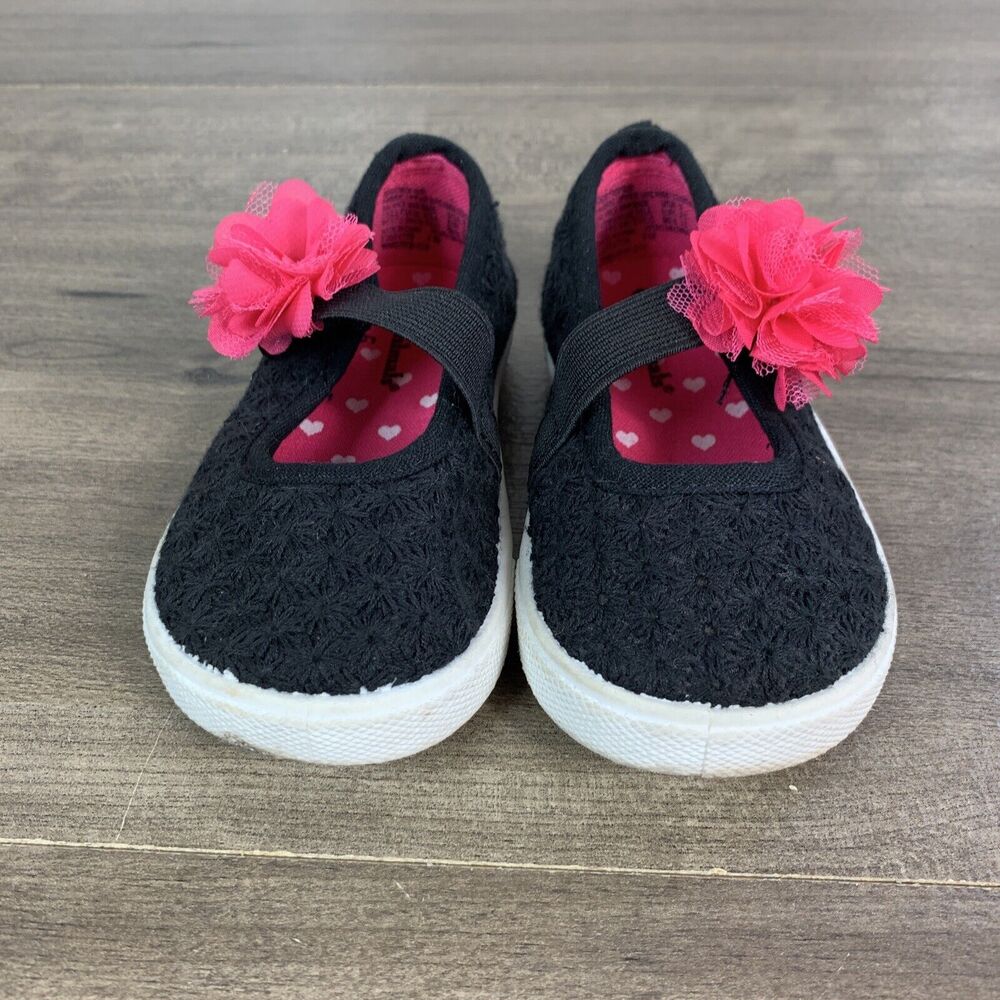 Garanimals Girls Toddler Black Mary Jane Shoes Size 5 Bow Slip On